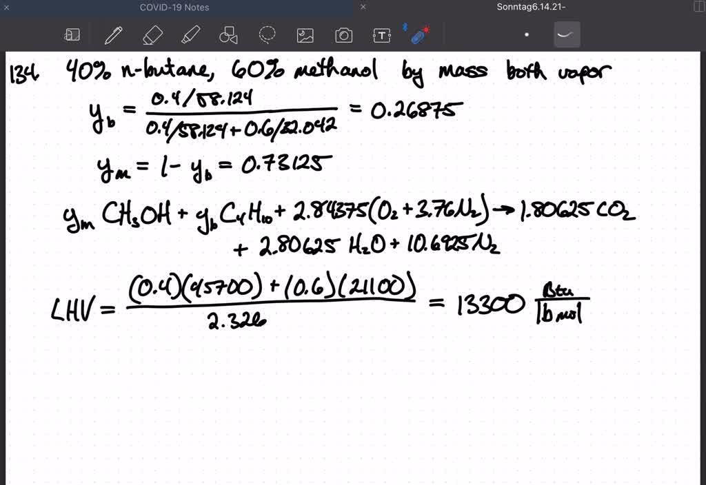 SOLVED A Burner Receives A Mixture Of Two Fuels With Mass Fraction 40