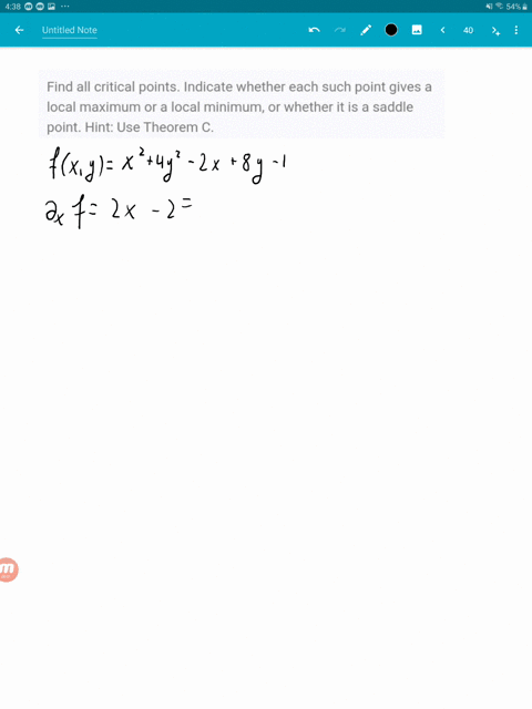 Solved Find All Critical Points Indicate Whether Each Such Point Gives