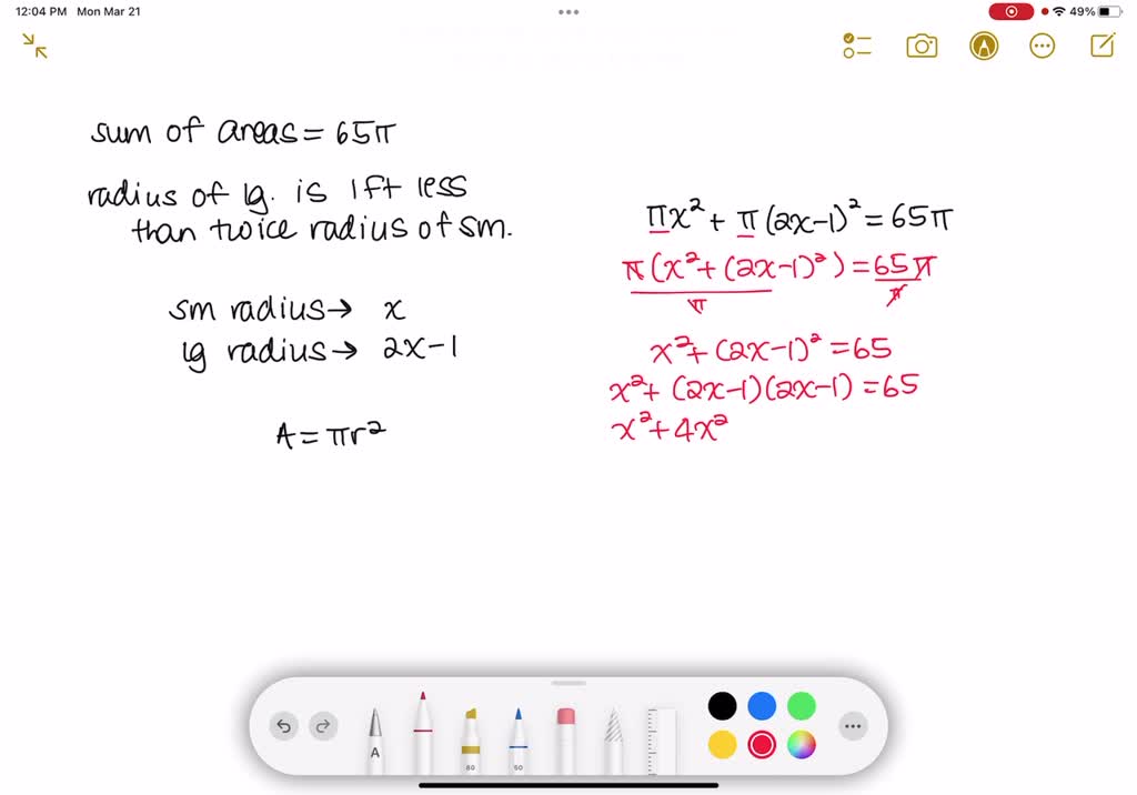 Solved Set Up An Equation And Solve Each Problem The Sum Of The Areas