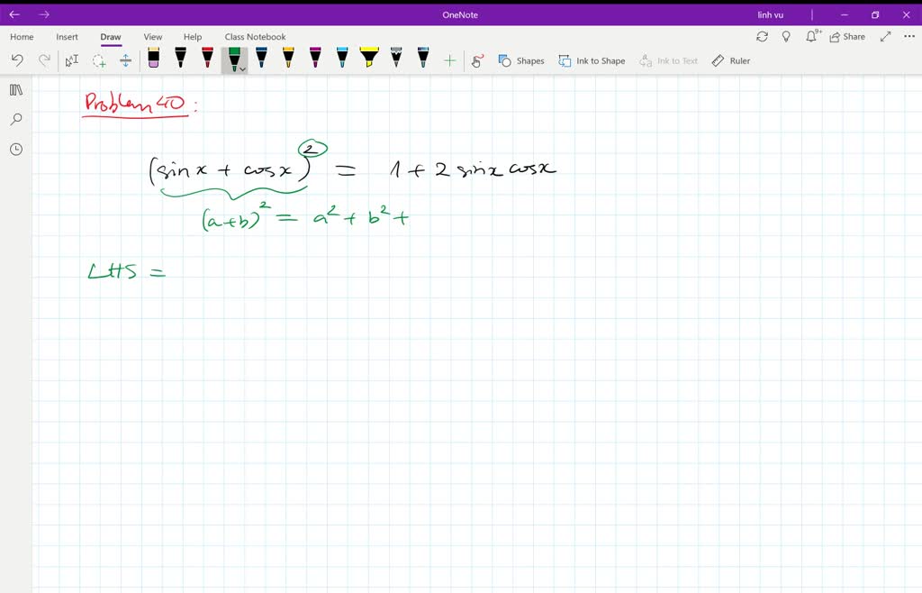 SOLVED Verify The Identity Sinx Cosx 2 1 2 Sinx Cosx