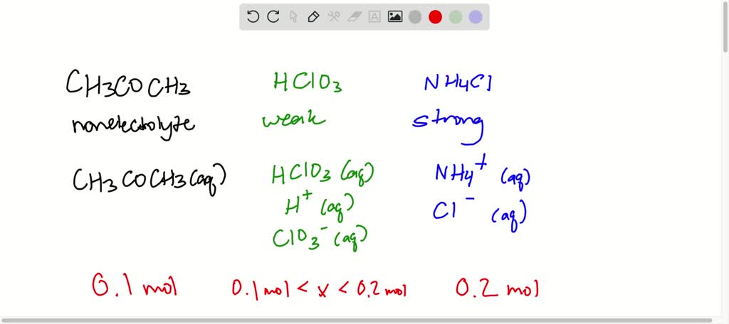 SOLVED Acetone CH3 COCH3 Is A Nonelectrolyte Hypochlorous Acid HClO