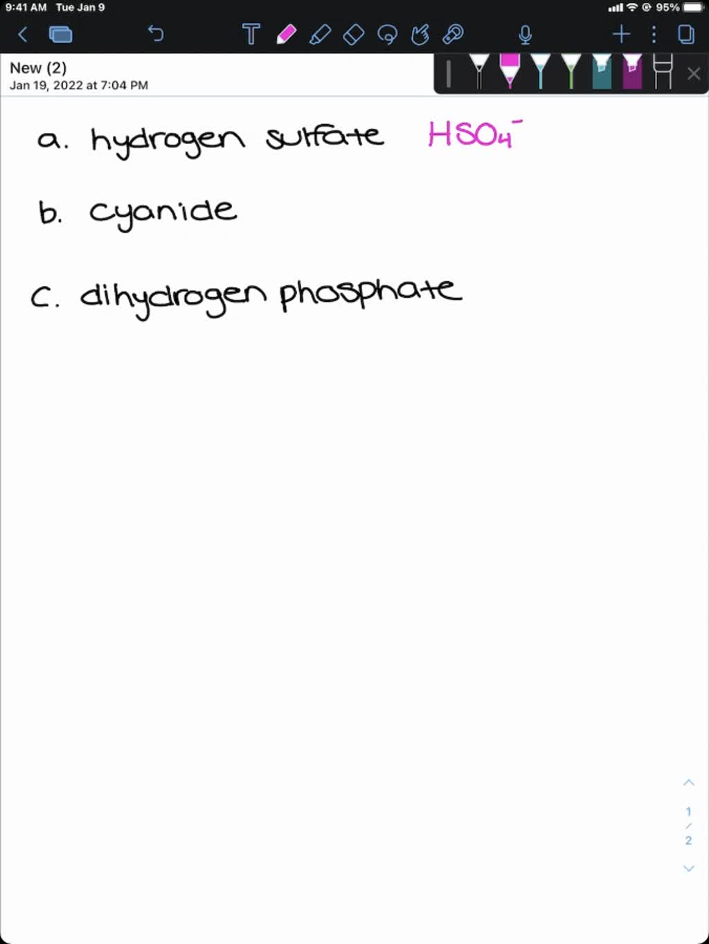 Solved Write The Formula And Charge Of A The Hydrogen Sulfate Ion B