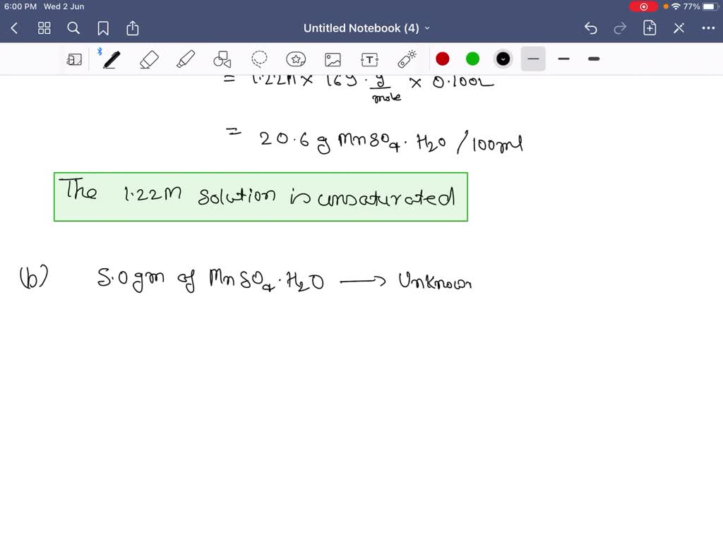 Solved The Solubility Of Mnso H O In Water At C Is G Per