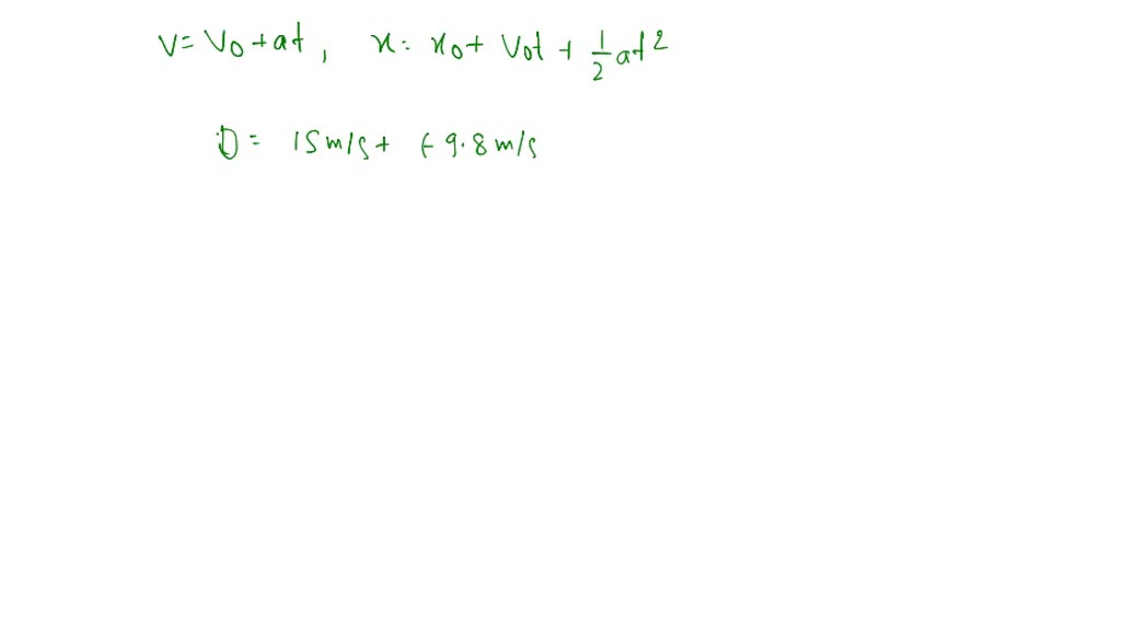 SOLVED A Ball Is Thrown Directly Upward With An Initial Velocity Of 15