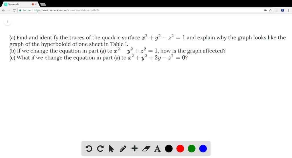 SOLVED A Find And Identify The Traces Of The Quadric Surface X 2 Y 2