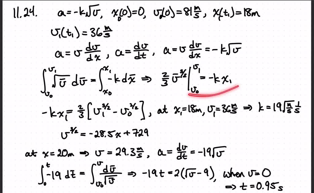 The Acceleration Of A Particle Is Defined By The Relation A K V