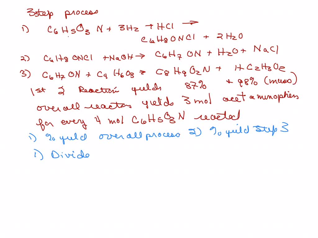 Solved The Aspirin Substitute Acetaminophen C H O N Is Produced