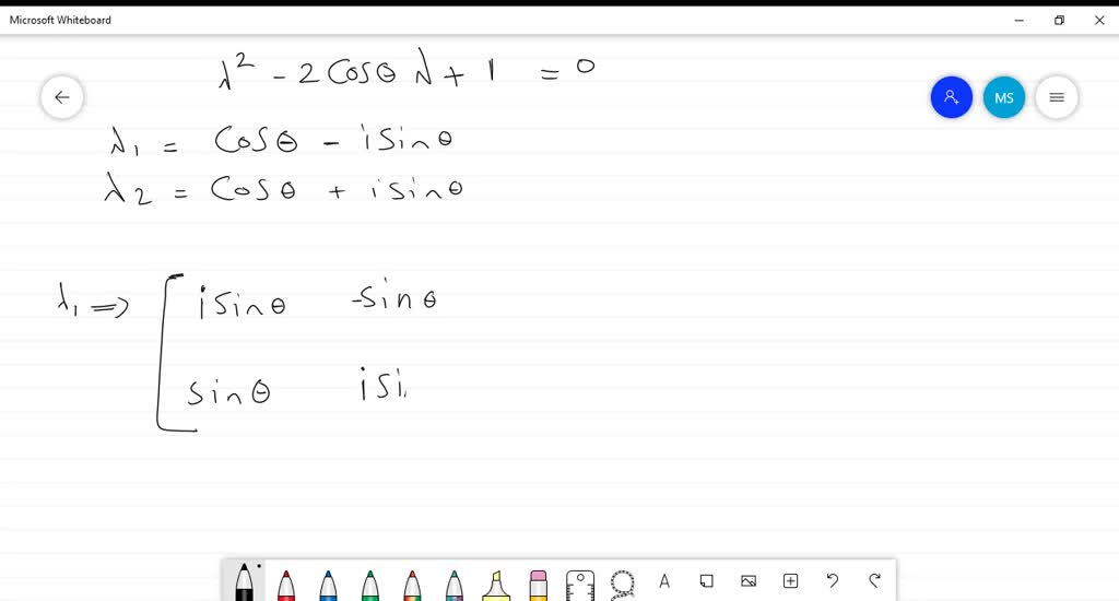 SOLVED a Verify that the matrix cosθ sinθ sinθ cosθ is unitary