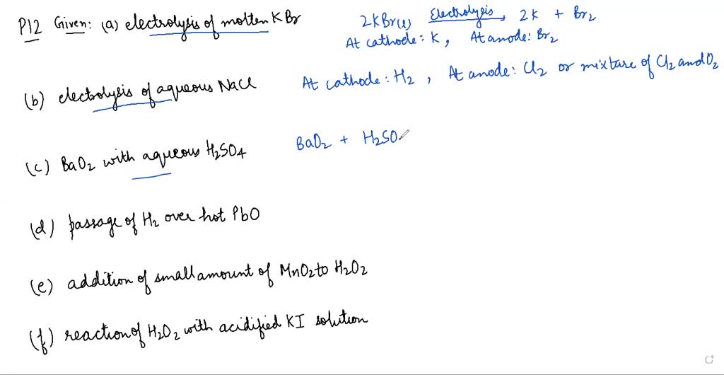 SOLVED Suggest Products For The Following Reactions A Electrolysis