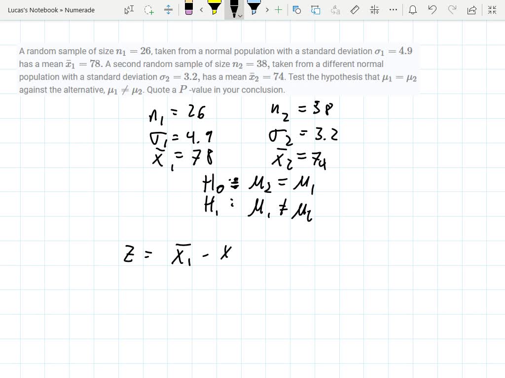 A Random Sample Of Size N Taken From A Normal Population With A