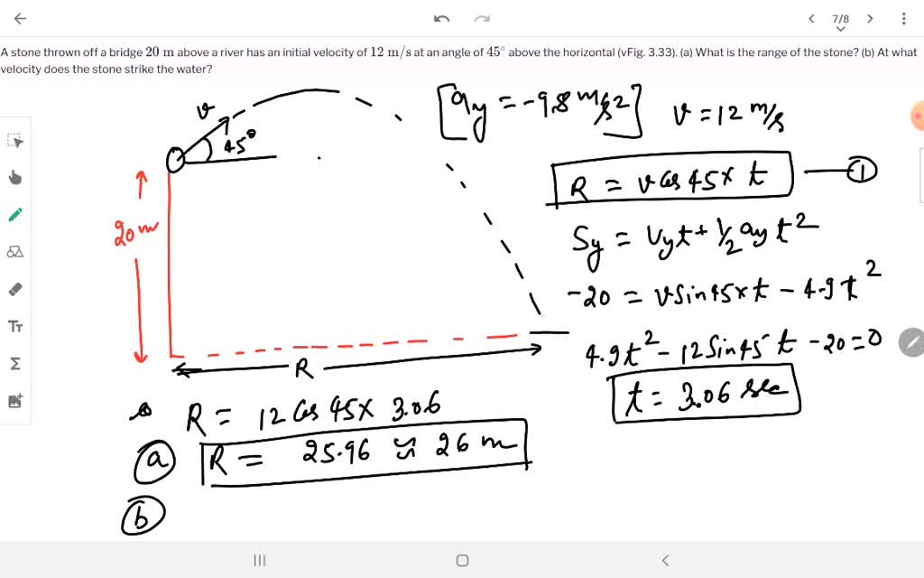 SOLVED A Stone Thrown Off A Bridge At 20 M Above A River Has An