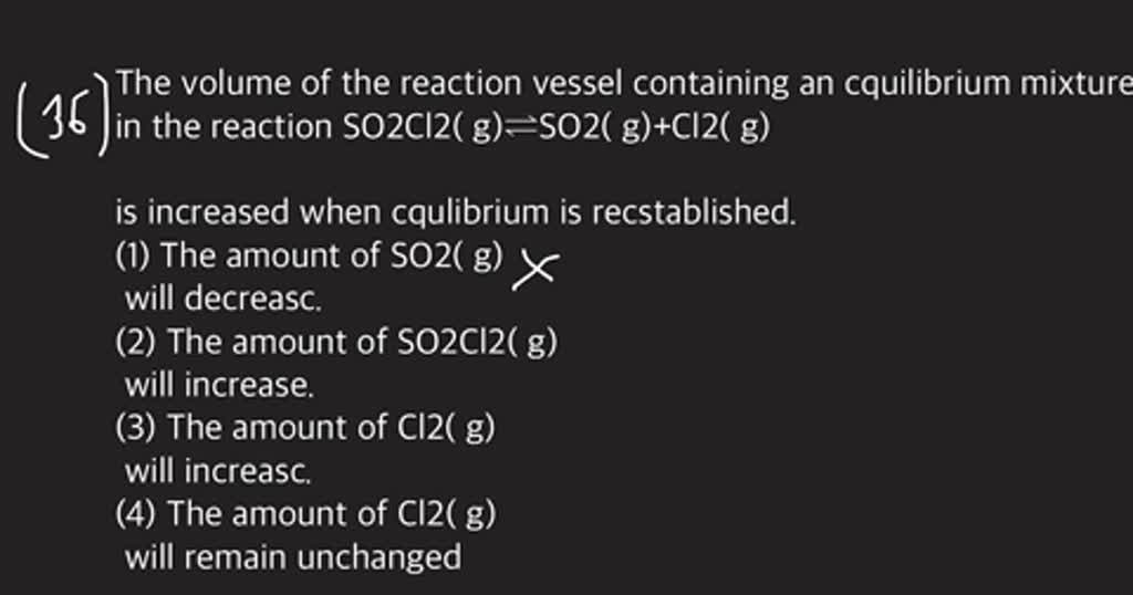 SOLVED The Volume Of The Reaction Vessel Containing An Cquilibrium