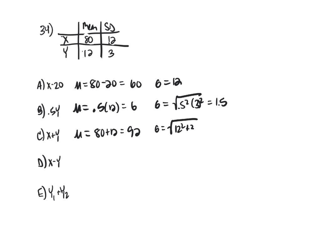 Solved Given Independent Random Variables With Means And Standard