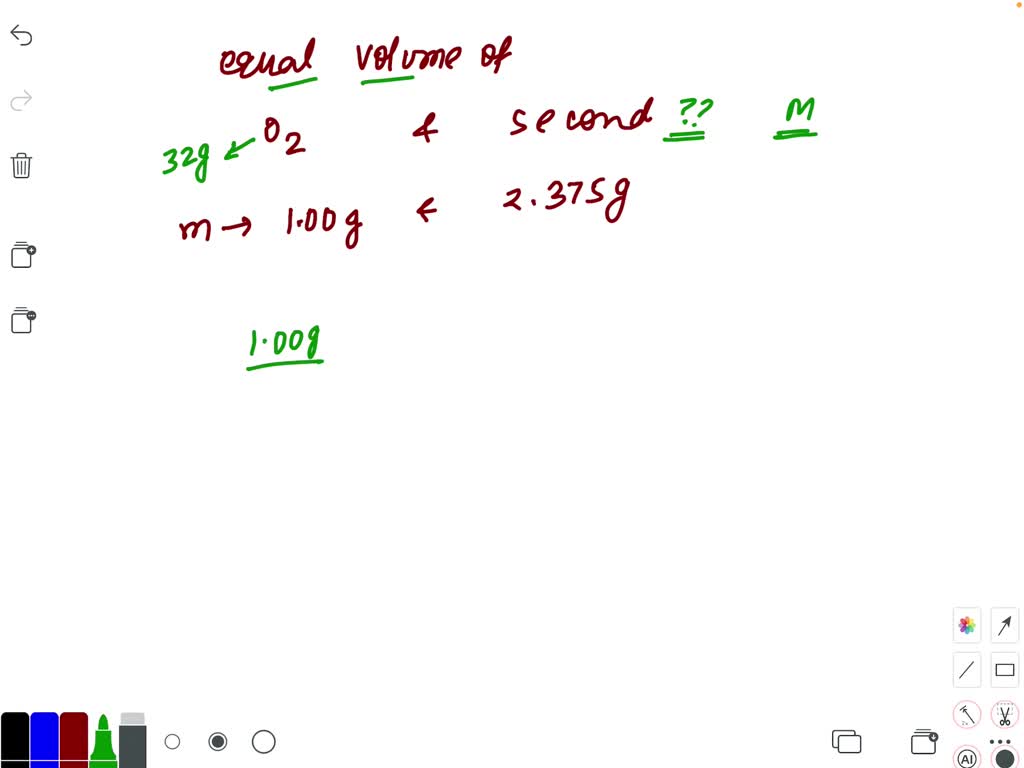 Solved Equal Volumes Of Oxygen Gas And A Second Gas Weigh And