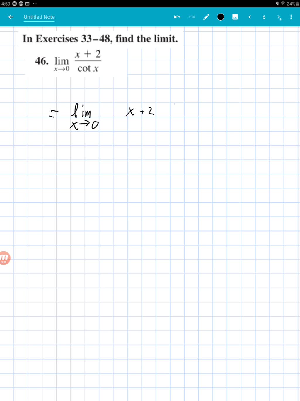 Solved Find Each Limit Limx Cotx Cot X