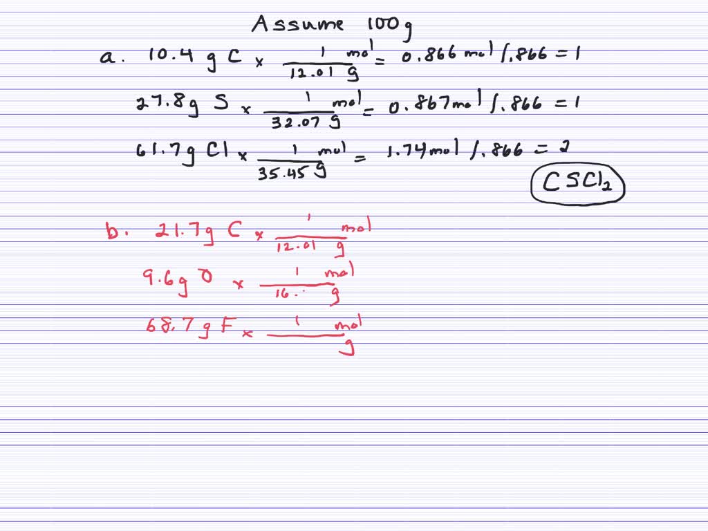 SOLVED Determine The Empirical Formulas Of The Compounds With The