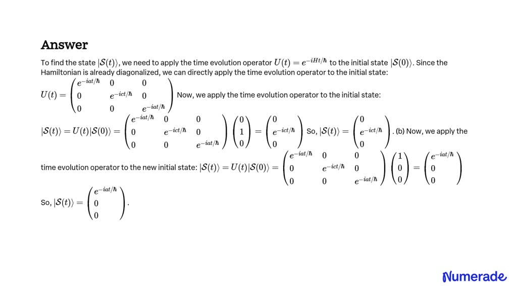 Solved The Hamiltonian For A Certain Three Level System Is Represented