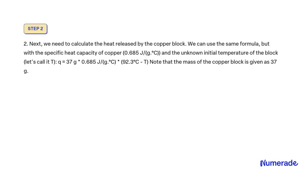 Solved A Gram Sample Of Copper Csp Cu J G C Is