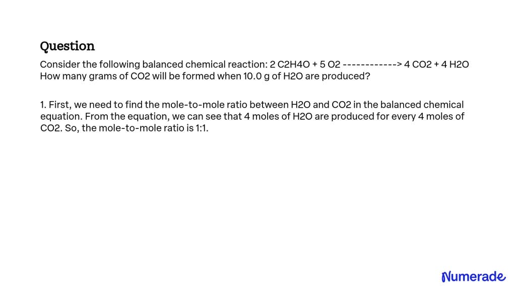 Solved Consider The Following Balanced Chemical Reaction C H O