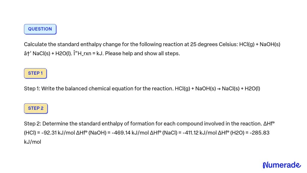 Solved Calculate The Standard Enthalpy Change For The Following