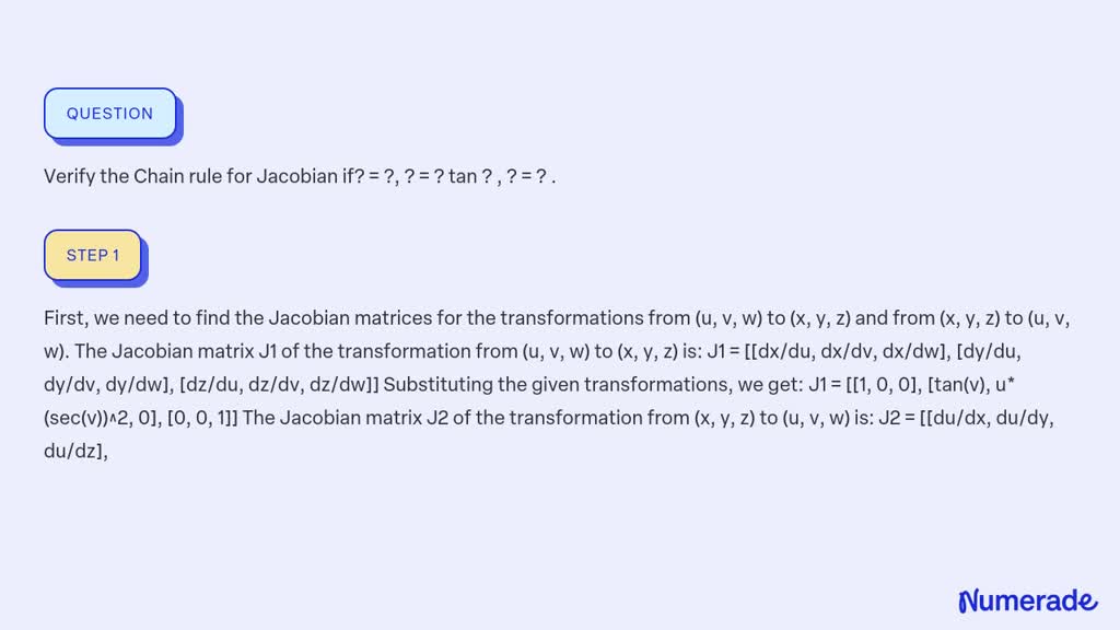 Solved Verify The Chain Rule For Jacobian If Tan