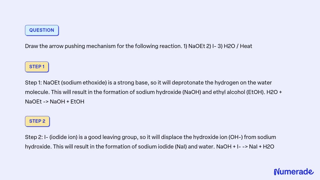 Solved Draw The Arrow Pushing Mechanism For The Following Reaction