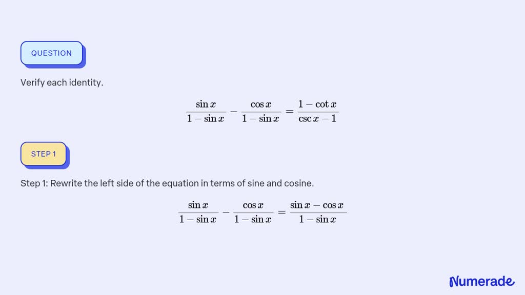 Solved Verify Each Identity Numerade