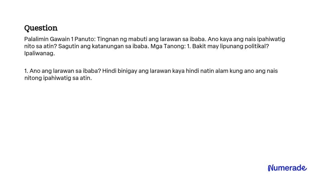 Solved Palalimin Gawain Panuto Tingnan Ng Mabuti Ang Larawan Sa