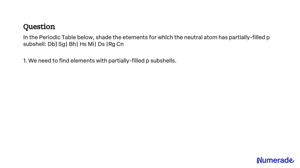 Solved In The Periodic Table Below Shade The Etements For Whlch The