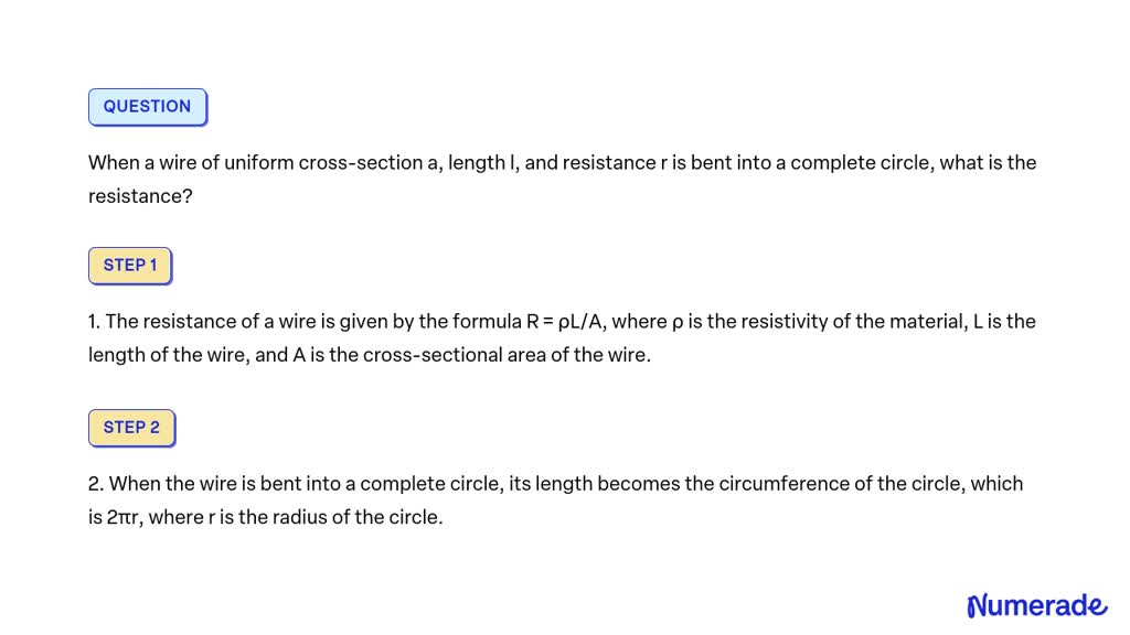 Solved When A Wire Of Uniform Cross Section A Length L And