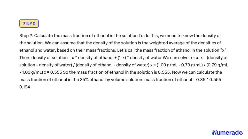 SOLVED The Concentration Of Ethanol In Hard Liquor Is Given As Degrees