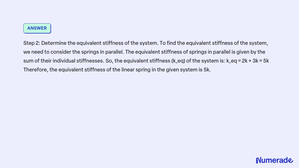 Solved Determine The Equivalent Stiffness Of A Linear Spring When A