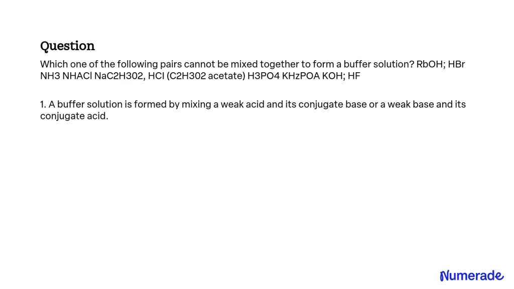 Solved Which One Of The Following Pairs Cannot Be Mixed Together To