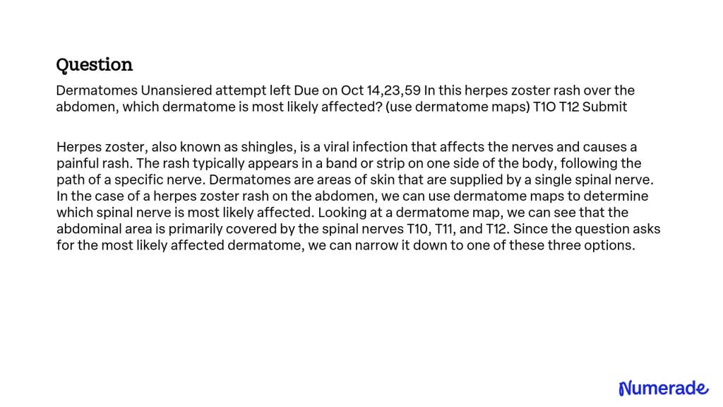 Solved Dermatomes Unanswered Attempt Left Due On Oct In This