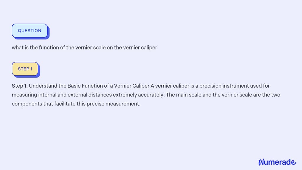 Solved What Is The Function Of The Vernier Scale On The Vernier Caliper