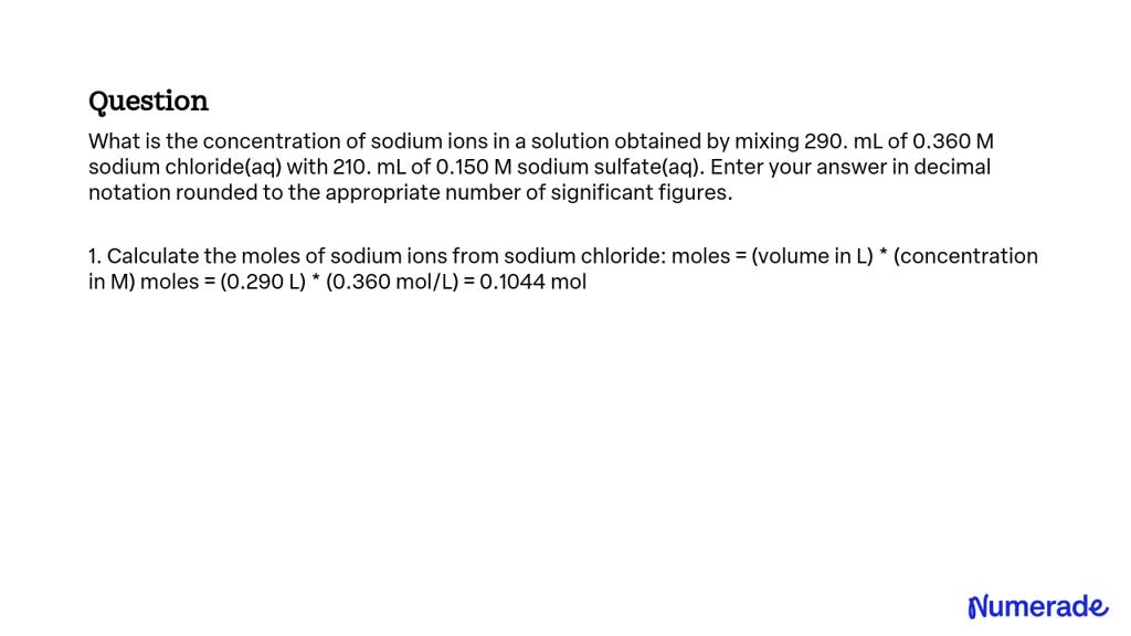 SOLVED What Is The Concentration Of Sodium Ions In A Solution Obtained