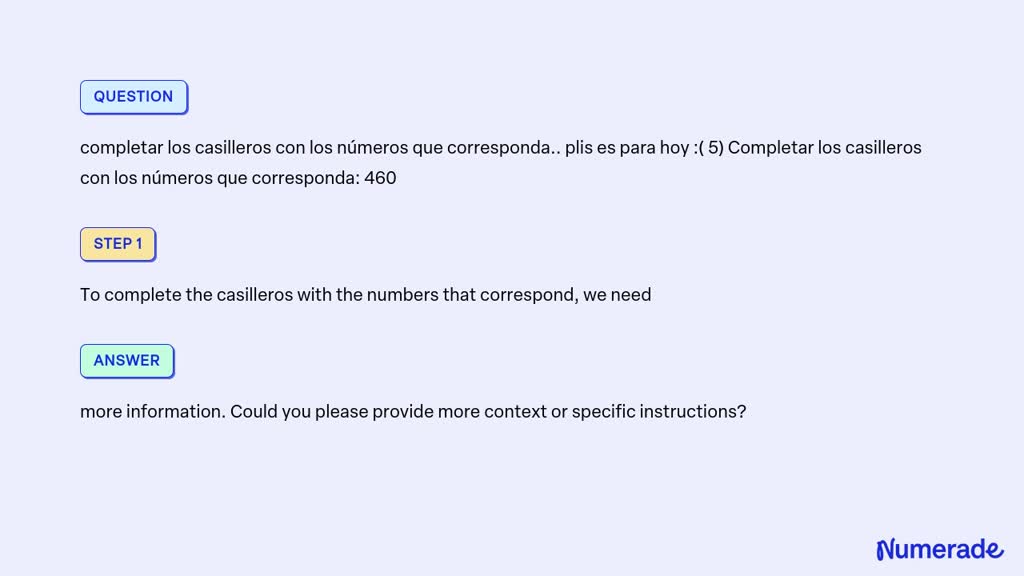 Solved Completar Los Casilleros Con Los N Meros Que Corresponda Plis