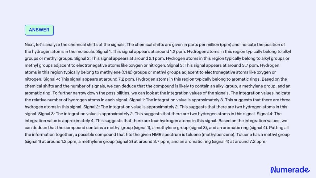 Solved Please Help Acompound Has The H Nmr Spectrum Shown Below