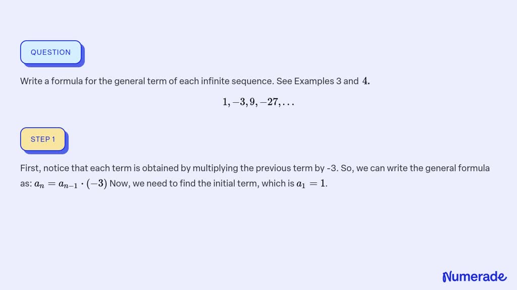 SOLVED Write A Formula For The General Term Of Each Infinite Sequence