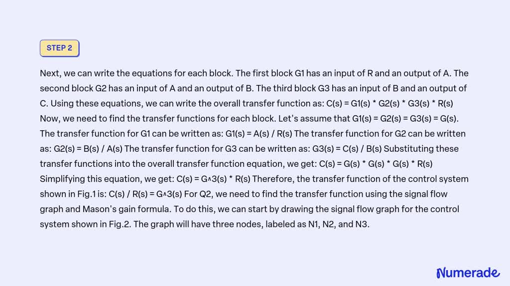 Solved Q Find The Transfer Function Of The Control System Shown In