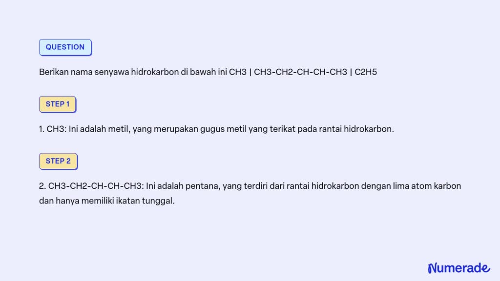 SOLVED Berikan Nama Senyawa Hidrokarbon Di Bawah Ini CH3 CH3 CH2 CH