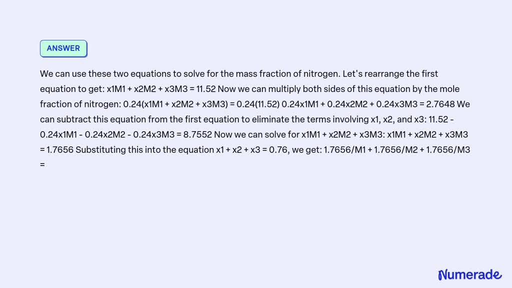 Solved An Ideal Gas Mixture Whose Apparent Molar Mass Is Kg Kmol