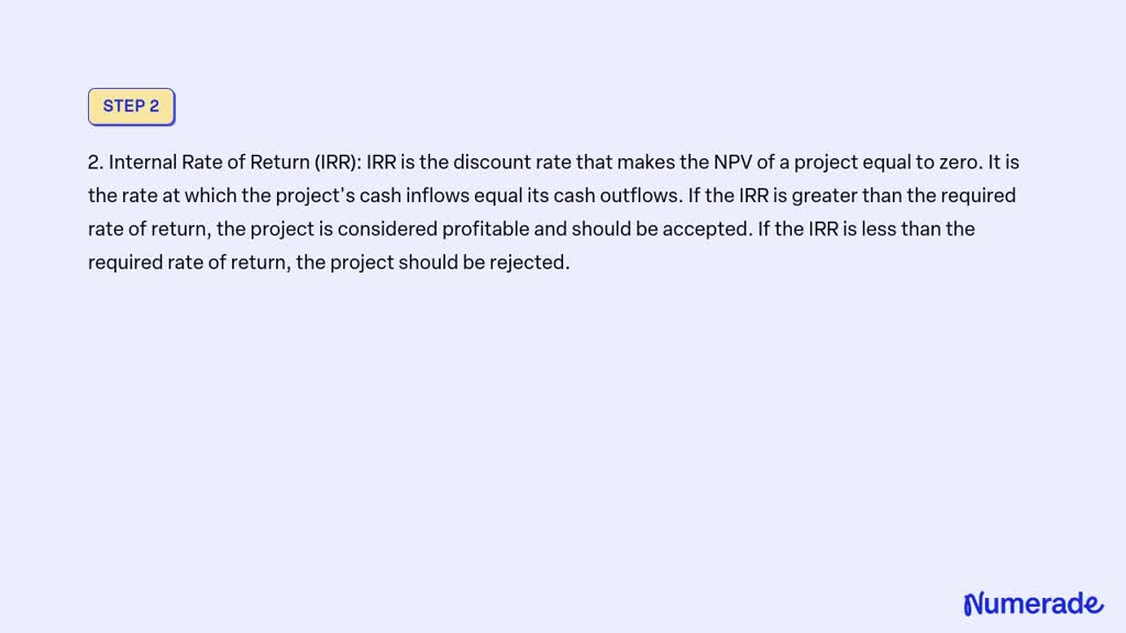 Solved Calculate And Interpret Net Present Value Npv Internal Rate