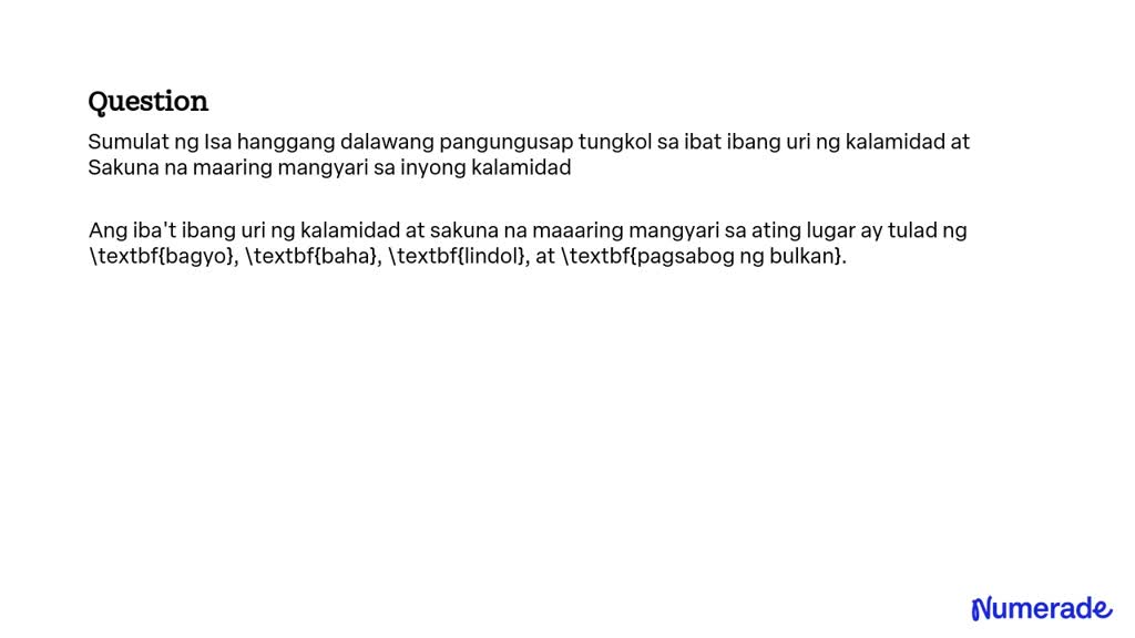 Solved Sumulat Ng Isa Hanggang Dalawang Pangungusap Tungkol Sa Ibat