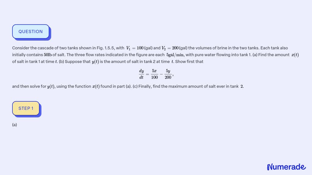 Consider The Cascade Of Two Tanks Shown In Fig With V Gal