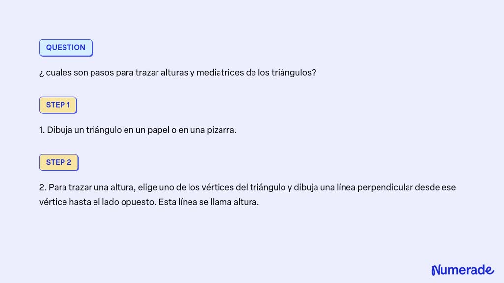 SOLVED Cuales Son Pasos Para Trazar Alturas Y Mediatrices De Los