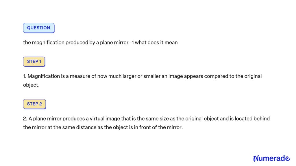 SOLVED The Magnification Produced By A Plane Mirror 1 What Does It Mean