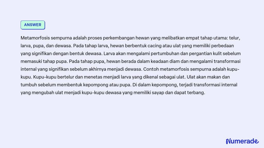 SOLVED Apa Yg Dimaksud Metamorfosis Tidak Sempurna Dan Metamorfosis