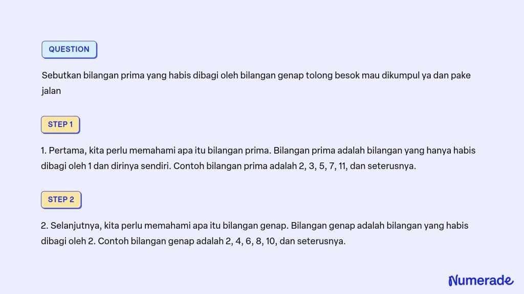 Solved Sebutkan Bilangan Prima Yang Habis Dibagi Oleh Bilangan Genap