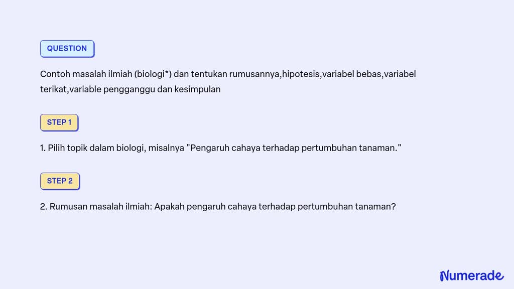 Solved Contoh Masalah Ilmiah Biologi Dan Tentukan Rumusannya